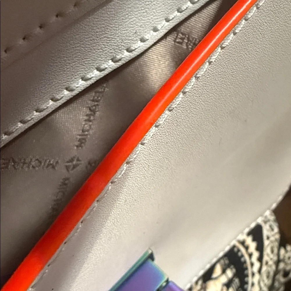 Michael Kors White Satchel with Neon Details - Picture 10 of 13